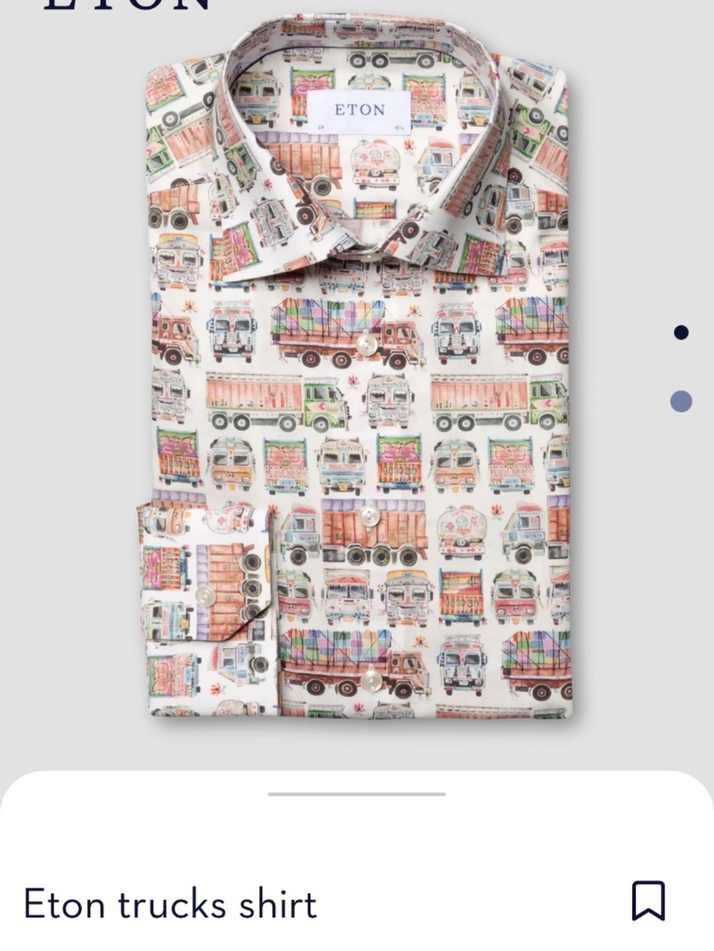 Eton trucks shirt - size 16 1/2 (roughly size large)